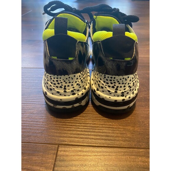 Steve Madden Cliff Platform Heel Sneakers Neon Green Yellow Leopard Womens 8 - Picture 7 of 9